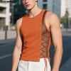 INCERUN Men O Neck Sleeveless Mesh Sheer Patchwork Bandage Slim Tank Tops