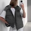 Vinter Dame Oversized Hætteklædt Dunjakke Vest Letvægt Lynlås Op Høj Krave Polstret Puffy Ærmeløs Jakke Frakke med Lommer Varm Ydertøj til Kvinder