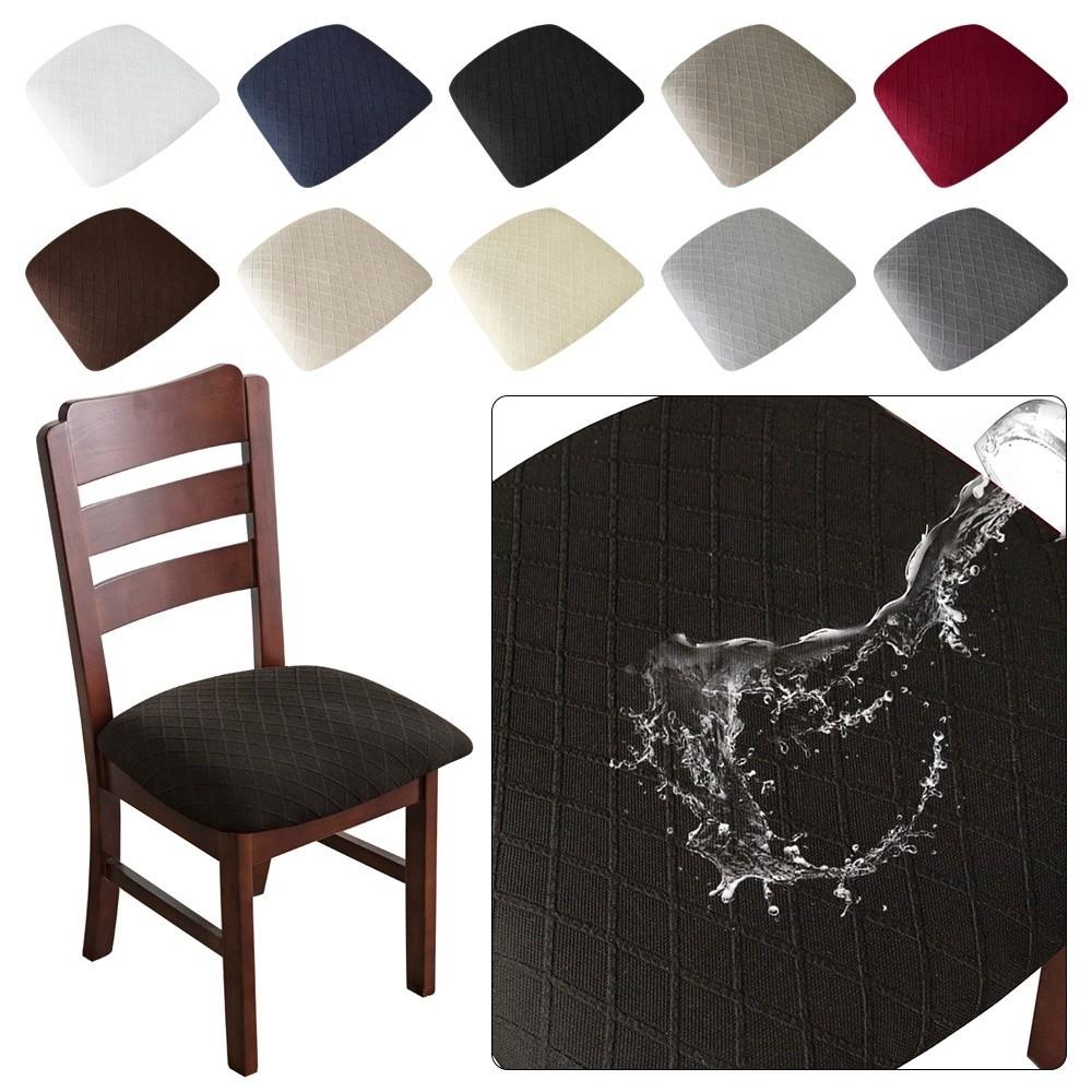 Solid Color Dining Chair Covers Diamond Grid Cushion Covers Chair Seat Cover  For Home  Office