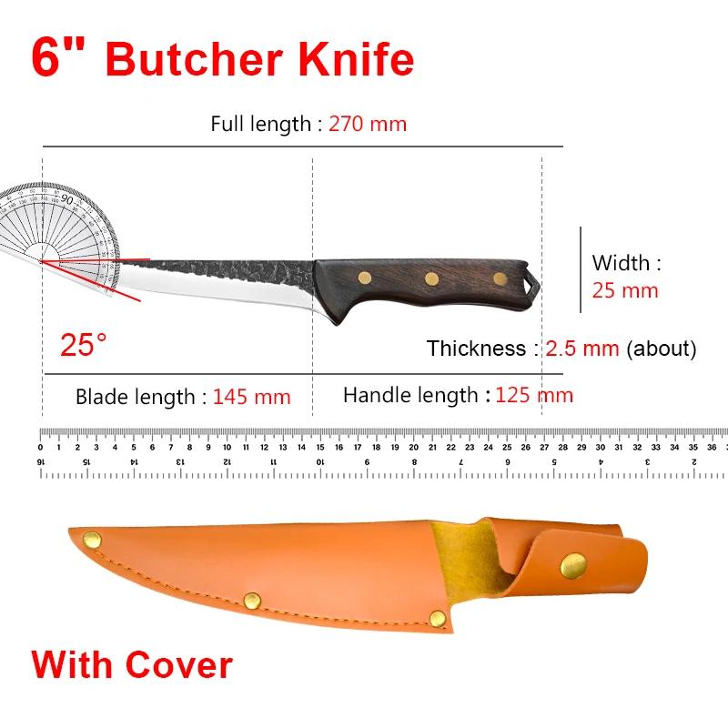

Кухонный нож из нержавеющей стали, разделочный нож для мяса, нож для обвалки, цельный хвостовик, кованый нож ручной работы, универсальный кухонный нож шеф-повара