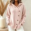 2026 Autumn/Winter Women's Loose Knit Hooded Cardigan with Buttons