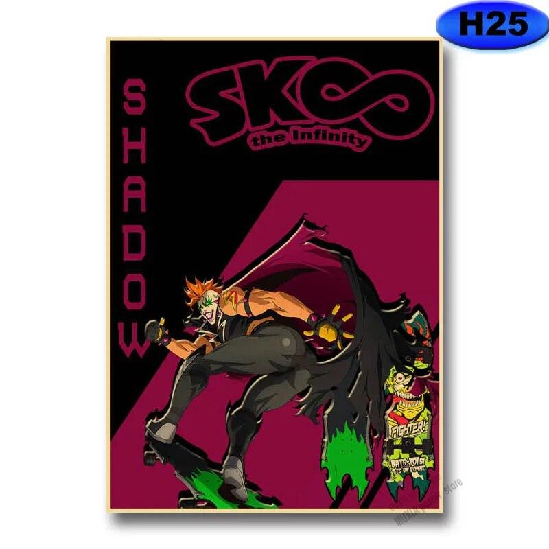 Vintage SK8 The Infinity Plakáty Japonské Anime Plakát Nálepka na zeď Kraftový papír Domácí dekorace Studovna Ložnice Bar Kavárna Umění Malba