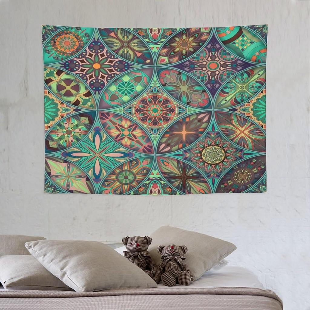 Vintage Bohemian Tapestry Wall Hanging Colorful Mandala Indian Pattern Tapestries Home Decor for Living Room Bedroom Apartment