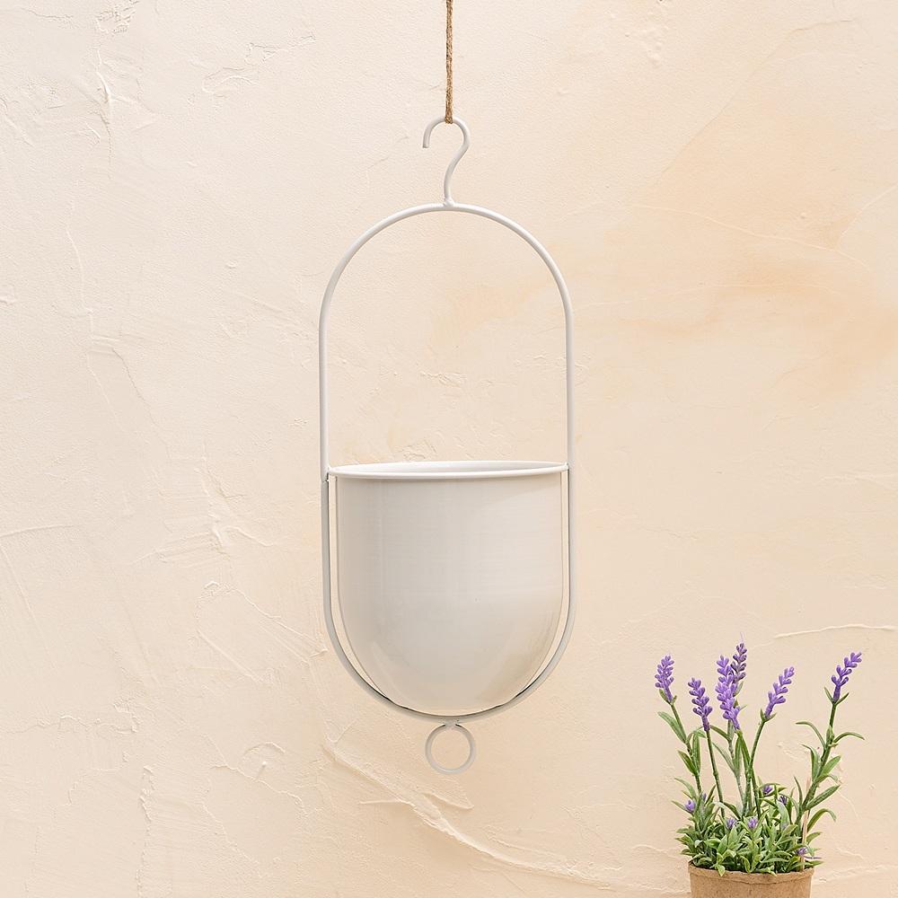 Hanging Round Metal Basket White