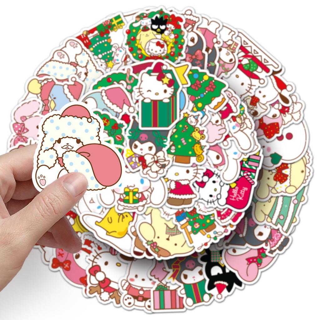 50 Christmas Sanrio Cartoon Stickers: Cute Guka Decorations for Phone Cases & Journals