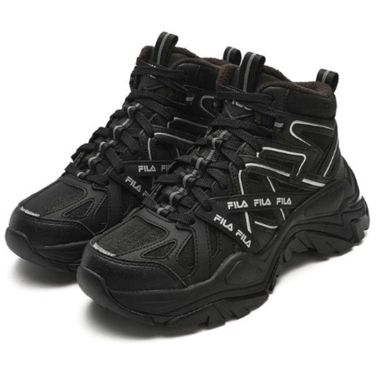 FILA Sofia 1S Fishbone Shoes Trendy Versatile Plush Shock Absorbing Wear Resistant Mid Top Dad Shoes Women sneaker Black F12W341118FBK