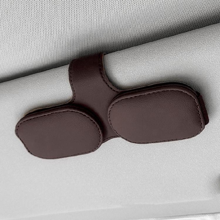 Multifunction Leather Sunglasses Card Holder Car Sun Visor Glasses Mount Hanger