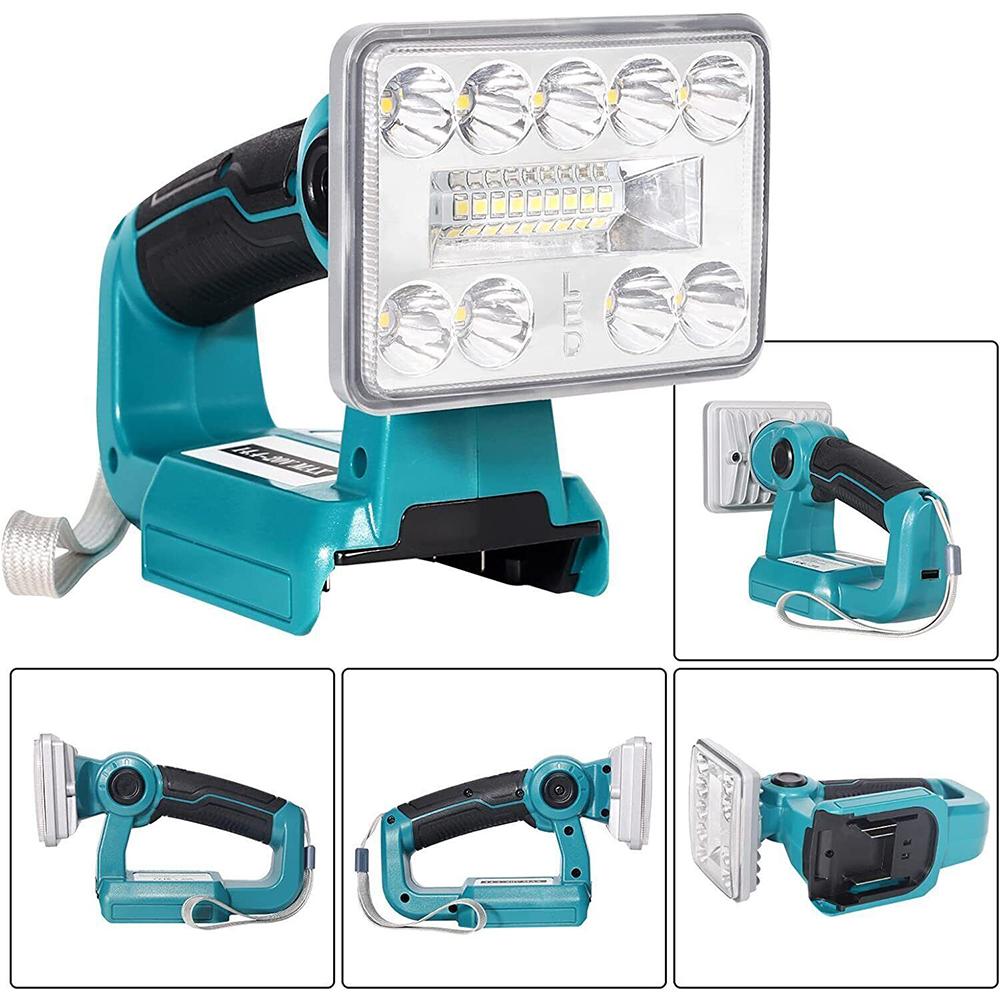 Handheld Outdoor Camping Spotlight 9W 1000LM Flashlight LED Work Light for Makita 14.4-18V Li-ion Battery