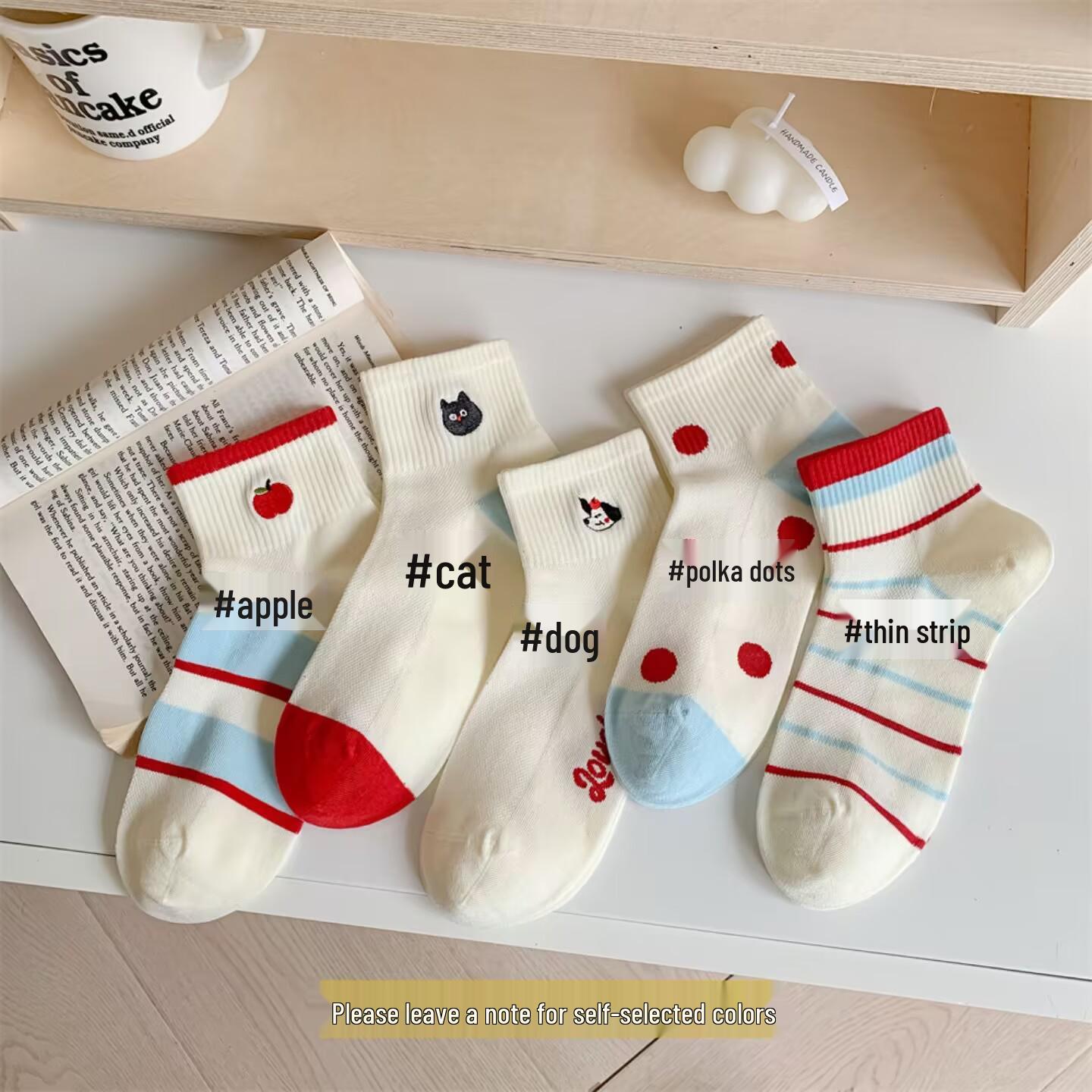 

Cartoon Embroidery Mid-Calf Cotton Socks - Cute, Trendy Japanese Style for Spring and Summer Embroidery Puppy