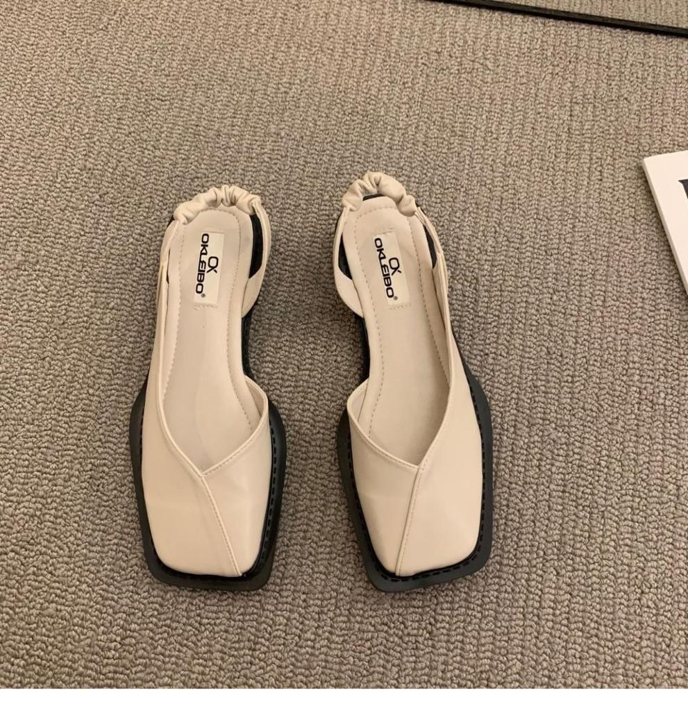 Square Toe Womens Flats Shallow Mouth Elegant Womens Sandals Fashion Vintage Party Shoes Elastic Band Women Shoes Luxury Zapatos