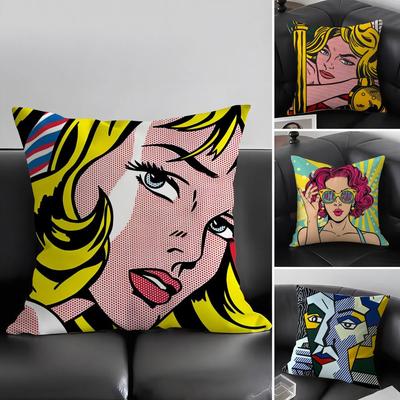 R-Roy L-Lichtenstein Pop Cushion Cover Pillowcase Ultra Soft Skin Friendly Fabric Cloud Like Comfort & Concealed Zipper