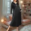 Women's Nightgown Long Housecoat V Neck Pajama Dress With Pockets