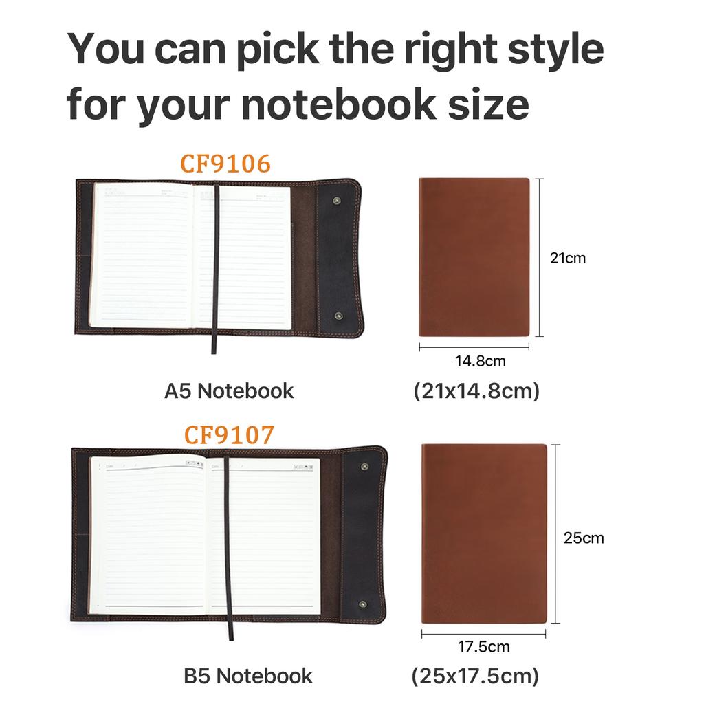 Dropship Handmade Vegetable Tanned Leather A5 Journal Cover With Flap Design Notebook Wallet Customazible Book Sleeve Pouch
