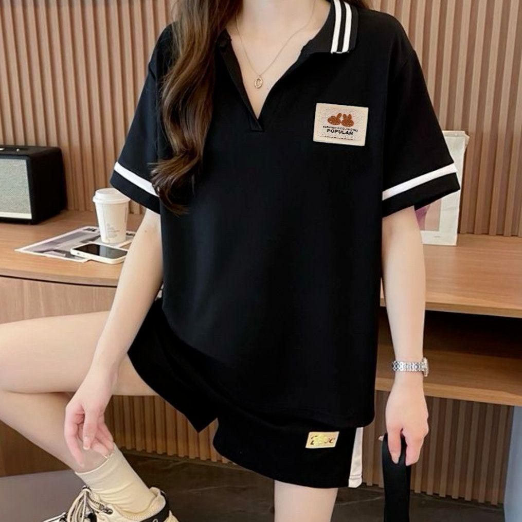 

Young Women s Summer Two-Piece Sports Set - Polo Short Sleeve & Shorts, Petite, Casual & Stylish. XXL [126-140 lbs]