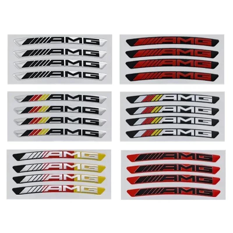4/8pcs Mercedes-Benz AMG Car Hub Wheel Cover 3D Car Stickers Aluminum Alloy AMG Stickers Wheel Cover Badge Stickers Auto Parts