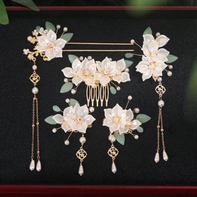 5 Stück/Set Mit Vintage-Blumen- und Quastendesigns Handgefertigte Hanfu-Haaraccessoires Elegante Klassische Kopfbedeckung