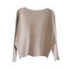 Spring Women's Loose-Fit Bat Sleeve One-Shoulder Sweater - Large Size, Long-Sleeved Top
