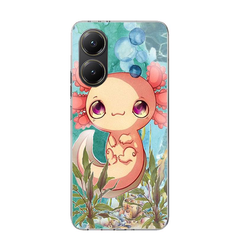 Cute Axolotl Kawaii Phone Case For Xiaomi Poco X7 X6 X5 Pro F7 Ultra Redmi 15C 15 13 13C 12 12C 10 10A 10C 9 9A 9C 9T Cover Poco