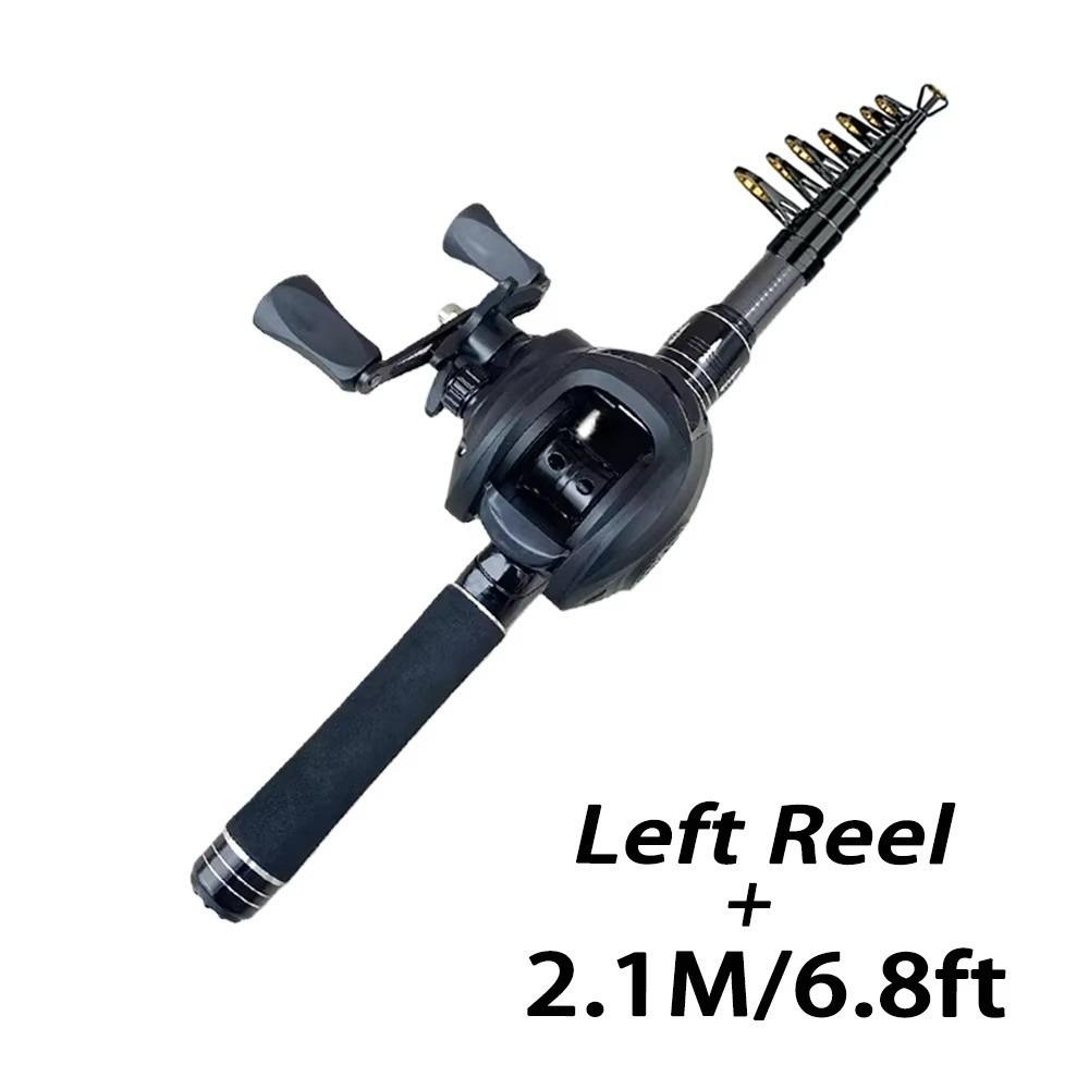 Carrete de Baitcasting Ultraligero Combo Caña de Pescar de Lanzamiento Largo para Viaje Caña de Pescar Mini Viaje