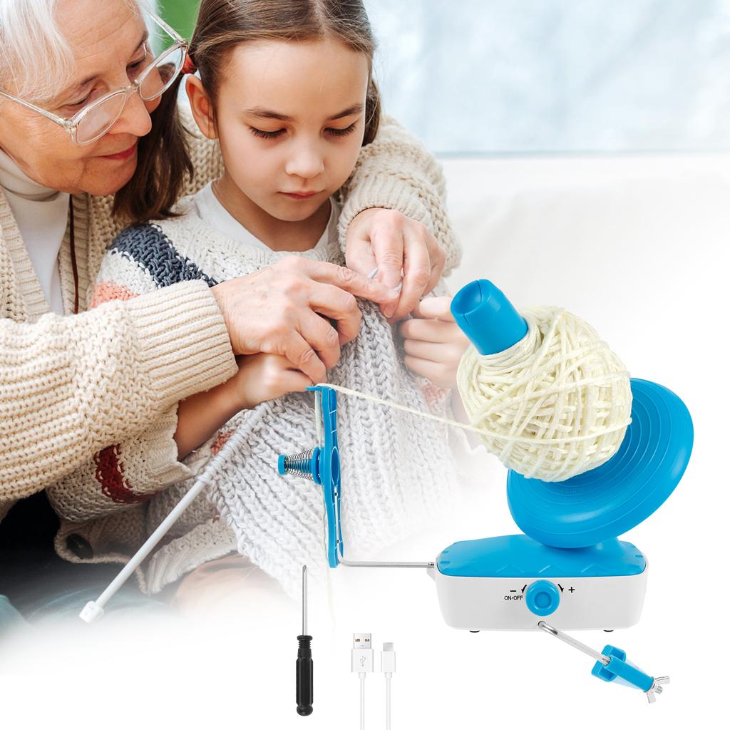Electric Yarn Winder 10oz Large Capacity Stable Tension Yarn Ball Winder Stepless Speed Crocheting Roller Spinner for Knitting
