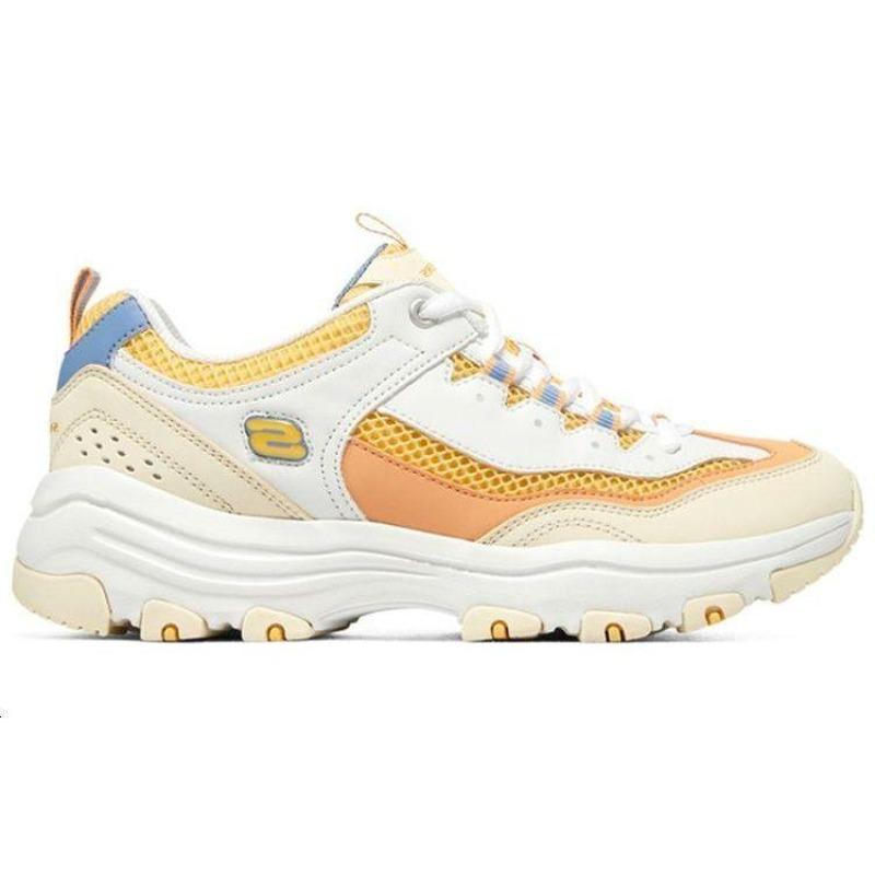 Skechers I-Conik Women White Yellow Low Top Dad Shoes Comfortable Cushioning Wear Resistant 8730066-WYL