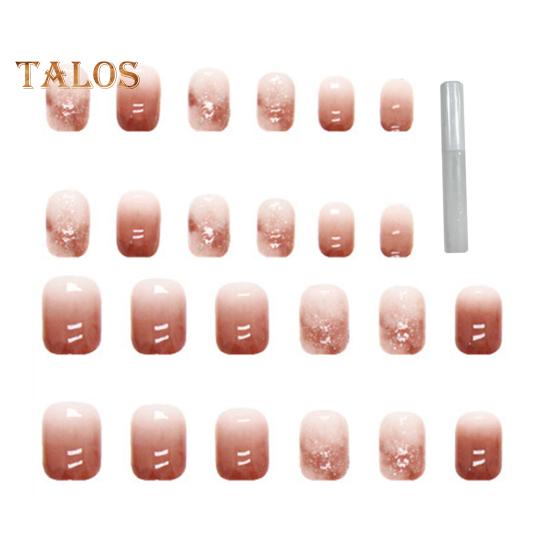 

Легкий градиентный накладной ноготь Быстрый легкий красно-коричневый маникюр Короткий стиль Минималистичный элегантный накладной ноготь красный