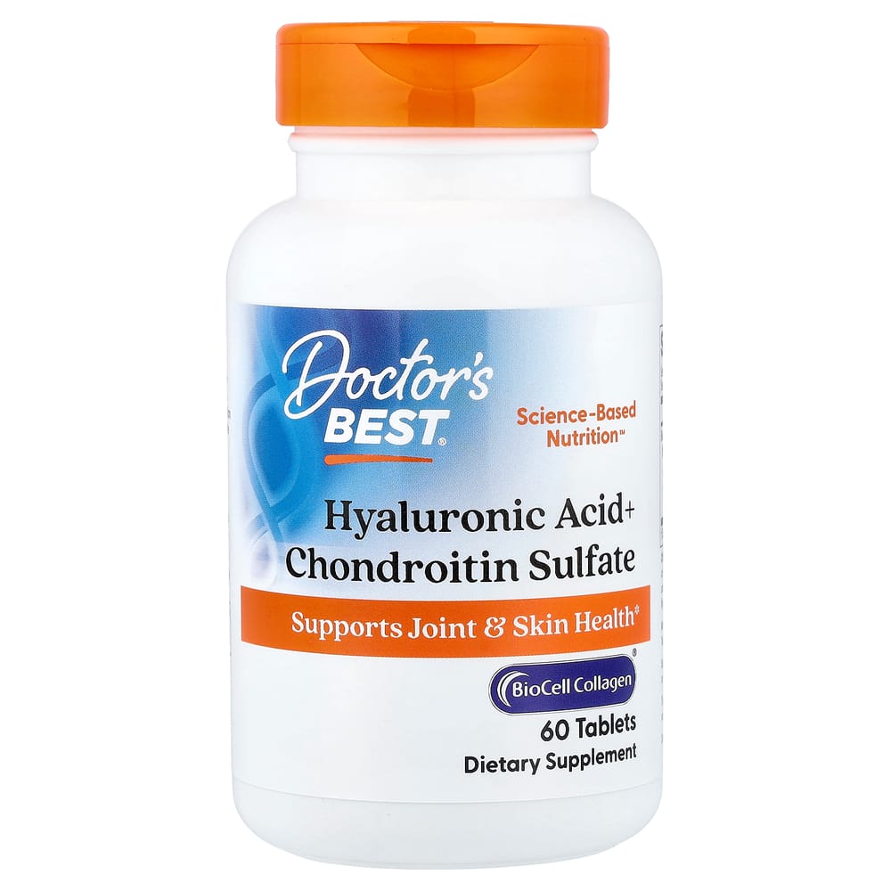 Doctor's Best Hyaluronic Acid + Chondroitin Sulfate with BioCell Collagen, 60 Tablets