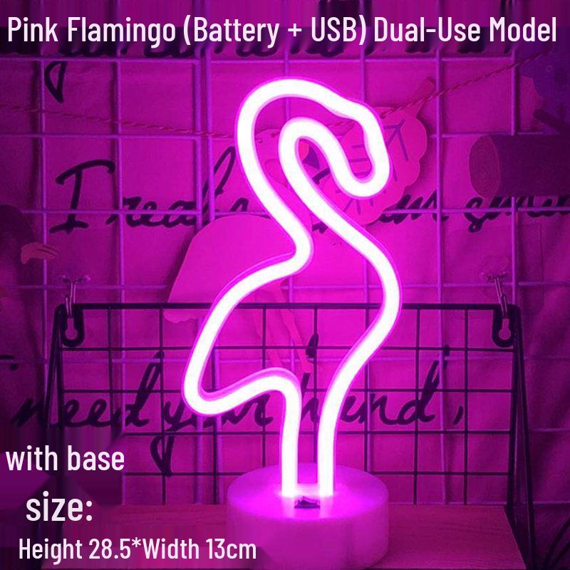 Lumière LED Néon Cactus & Flamant Rose pour Décorations de Fêtes