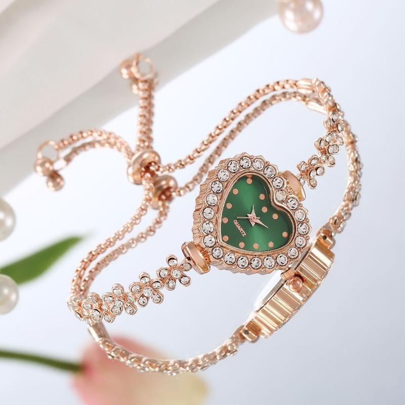 Fashion Flower Bracelet Diamond Enlaid Love Color Dial Ladies Atmospheric Versatile Self-Adjusting Strap Bracelet Watch
