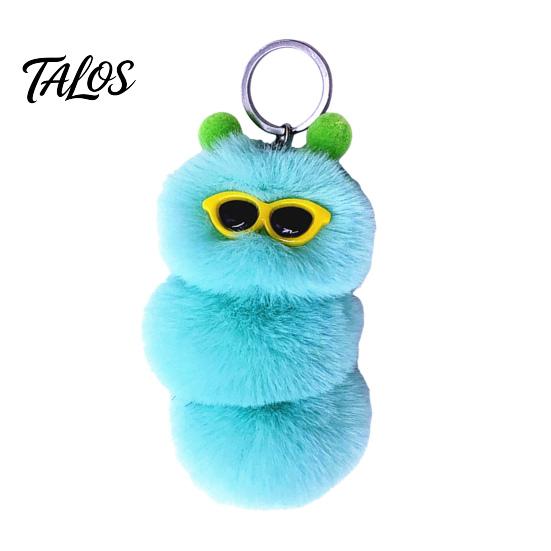Caterpillar Bag Charms Plush Sunglasses Keychain, Stuffed Keyring Pendant for Decoration Keychain Bags & Car Keys, Decorative Backpack Purse Accessory