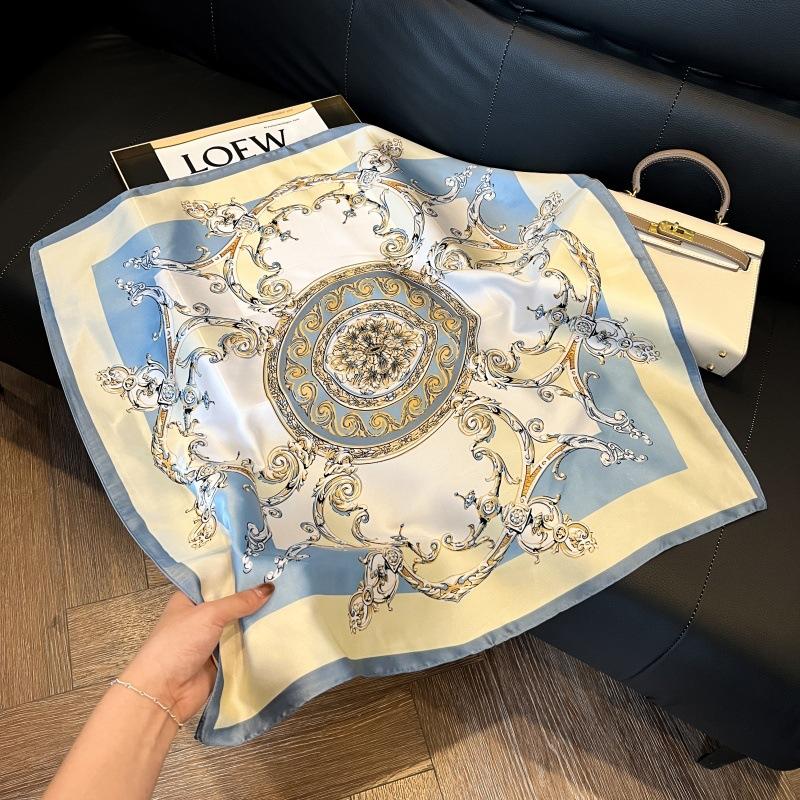 New silk scarf women's fashion versatile high-end small square scarf Korean version neck protection scarf spring and autumn retro scarf binding bag