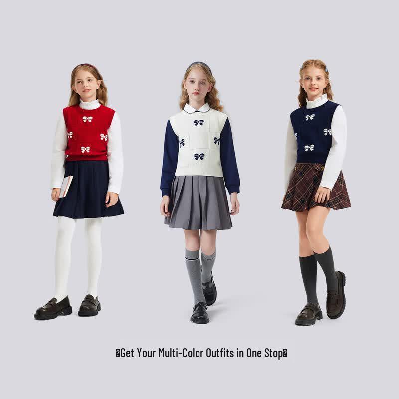 Navigare Girls' Australian Wool Blend Bowknot Knit Vest