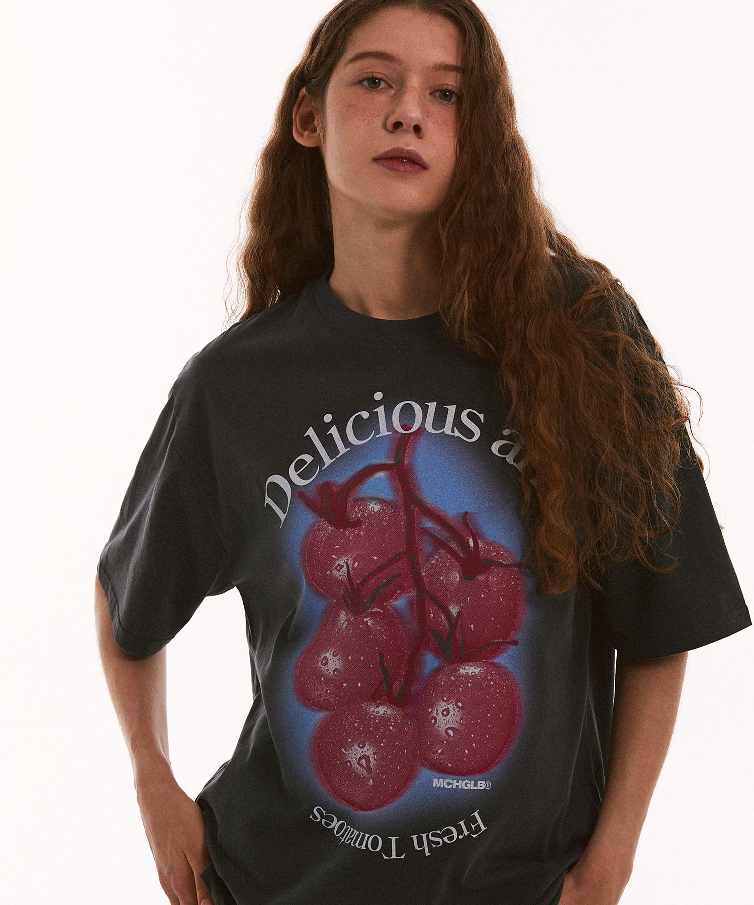 Match Glove Fresh Tomato Oversized Tee (Dark Gray) Dark Gray/Free