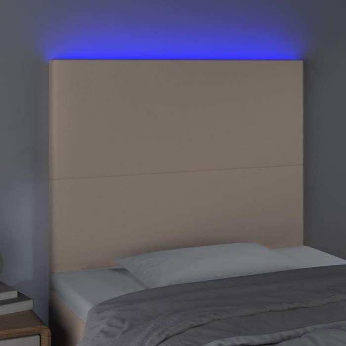 VidaXL Tête de Lit à LED Meuble de Chambre à Coucher Accessoire de Lit Simple Tête de Cadre de Lit Intérieur Cappuccino 3122227