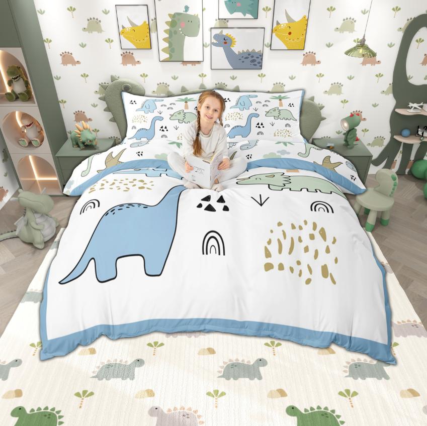 

Homewish Christmas Dinosaur Duvet Cover Set for Kids, Cute Cartoon Dino Bedding Set, Kawaii Animal Comforter Cover Set DE XS 100x135cm 2pcs&set