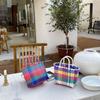 Bohemian Style PVC Vegetable Basket Bag Vacation Style Plastic Handbag Beach Bag  Bucket Bag