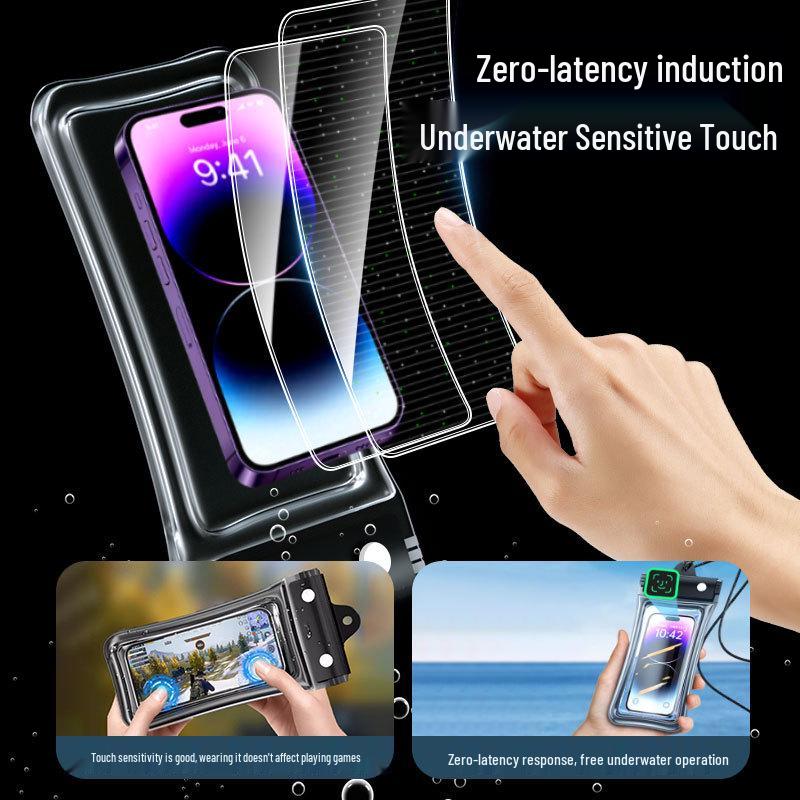 Waterproof Floating Phone Pouch with Airbag, Touchscreen Compatible, Ideal for Swimming, Rafting, and Rainproof for Food Delivery Riders.