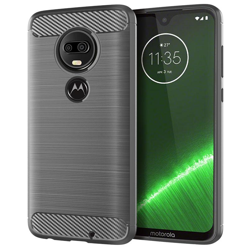 Funda de Fibra de Carbono de Lujo para moto g7 plus G7+ Funda Suave Protectora Completa para Moto G7 Plus Funda de Silicona a Prueba de Golpes