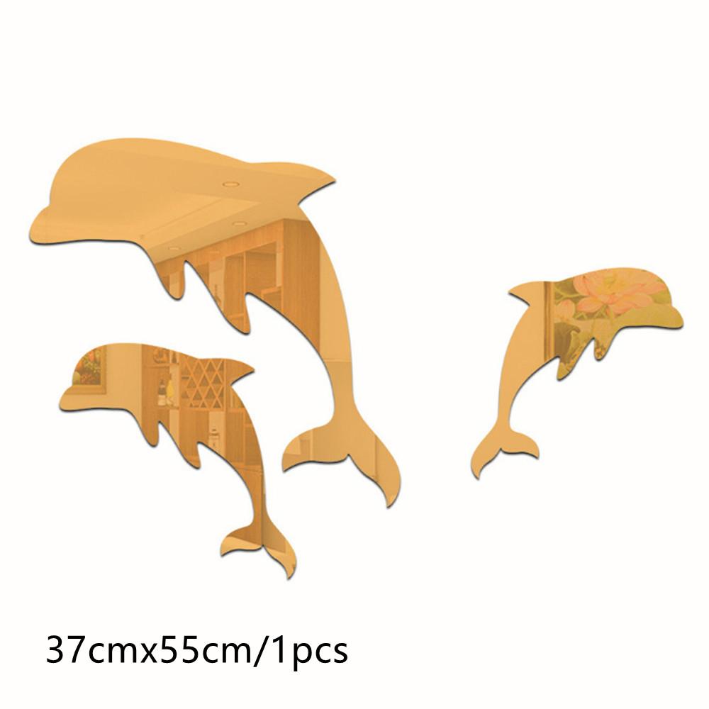 

3D Mirror Wall Dolphin Sticker Aesthetic Room Decor Mirror Sticker Bedroom Background Removable Appliques Living Room