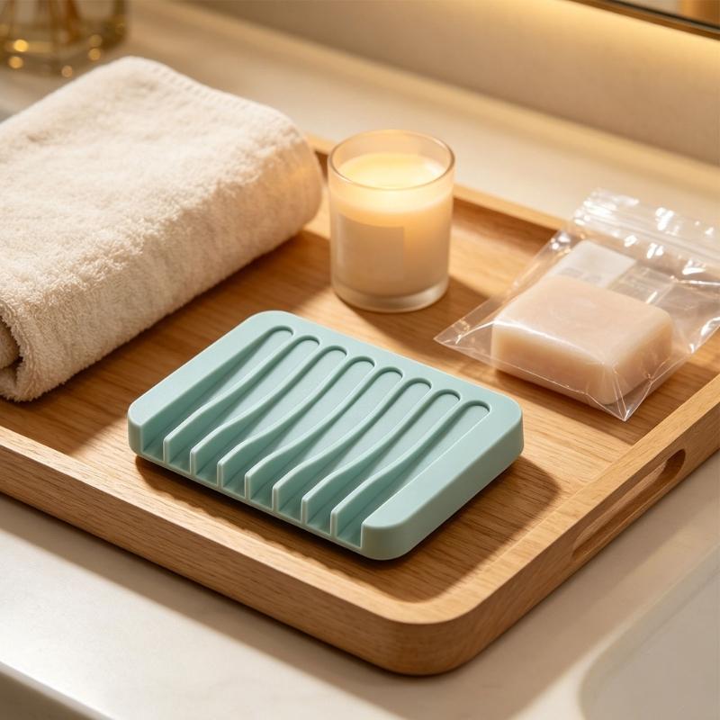 SelfDraining Silicone Soap Try With NonSlip Base Keeps Soap Dry For Bathroom And Kitchen Countertop Organization