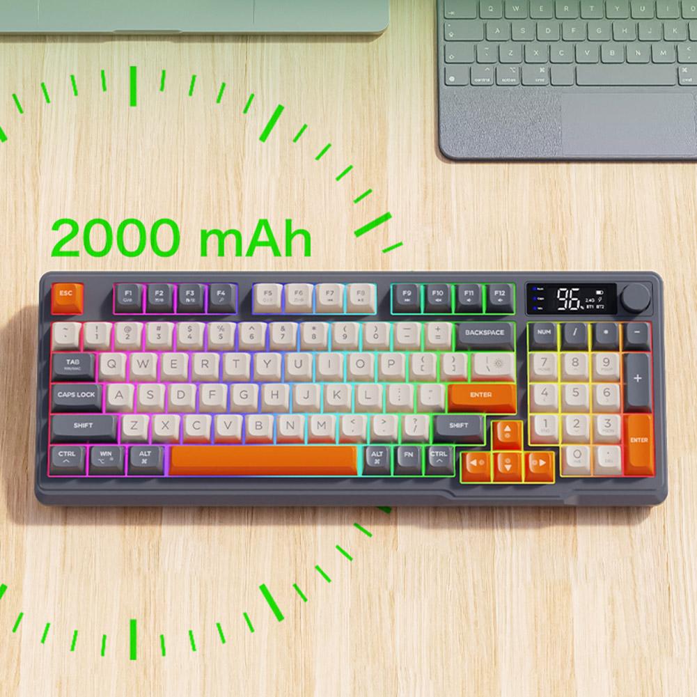 M96 Bluetooth Keyboard Wireless ZIYOULANG 94 Keys Gaming Keyboard,Electronic Screen, Multi-Device Connection,Ergonomics Gaming