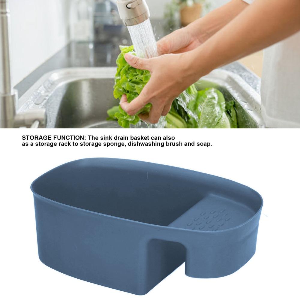Plastic Sink Drain Basket Saddle Shape Hanging Hook Kitchen Strainer Basket Drain Holes Trays Wet and Dry Separation