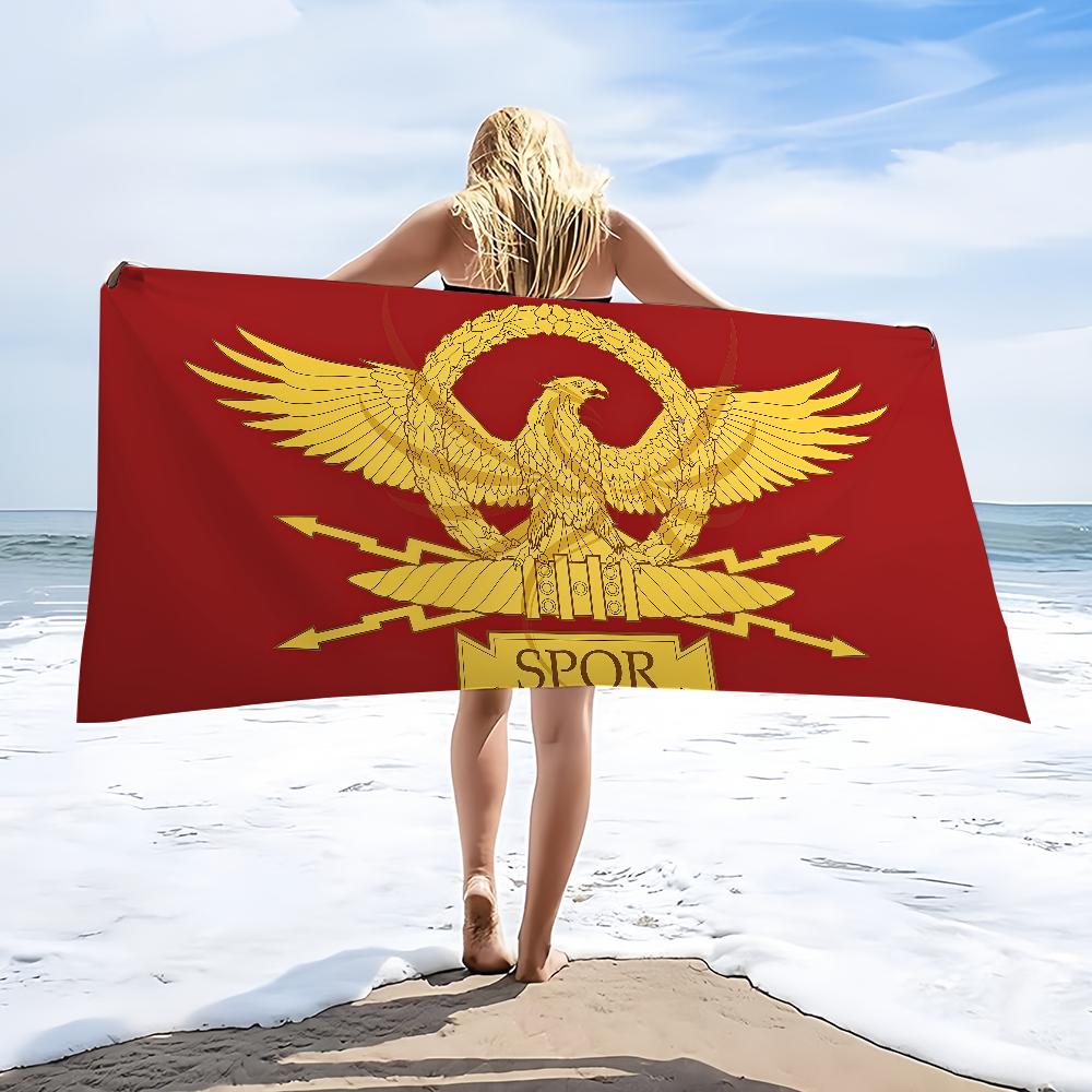 Toalla con Logo SPQR Romano Playa Baño Secado Rápido Ligera Portátil Sauna Camping Piscina Natación Viaje
