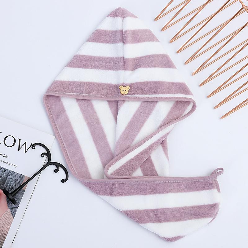 

Коралловая бархатная полосатая шапочка для фена - супервпитывающее, быстросохнущее, симпатичное и модное полотенце 60x25 cm