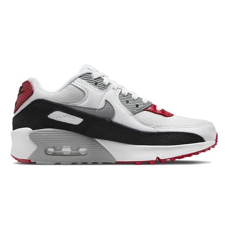 Nike Air Max 90 Leather GS Photon Dust Grey Kids Sneakers Varsity-Red White Particle-Grey CD6864-019