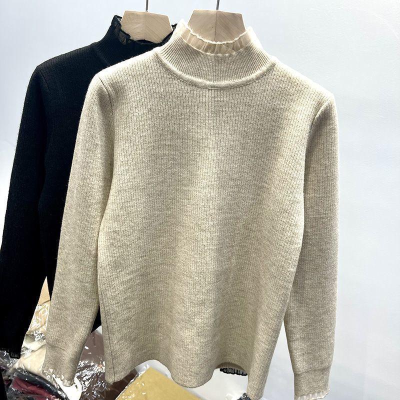 Svetr pro ženy Podzim Zima Zesílený Hřejivý Pletený Pružný Dlouhý rukáv Rolák Top