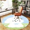 1pc Pomeranian Bow Round Chair mat office Area Rug - Non-Slip, Floor Mat for Office, Bedroom, and Indoor Decor p127161