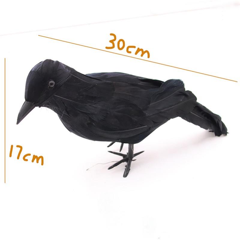 1-5PCS Halloween Simulation Black Feather Crow Model Realistic Raven Ornament Spooky Haunted House Party Decoration Props