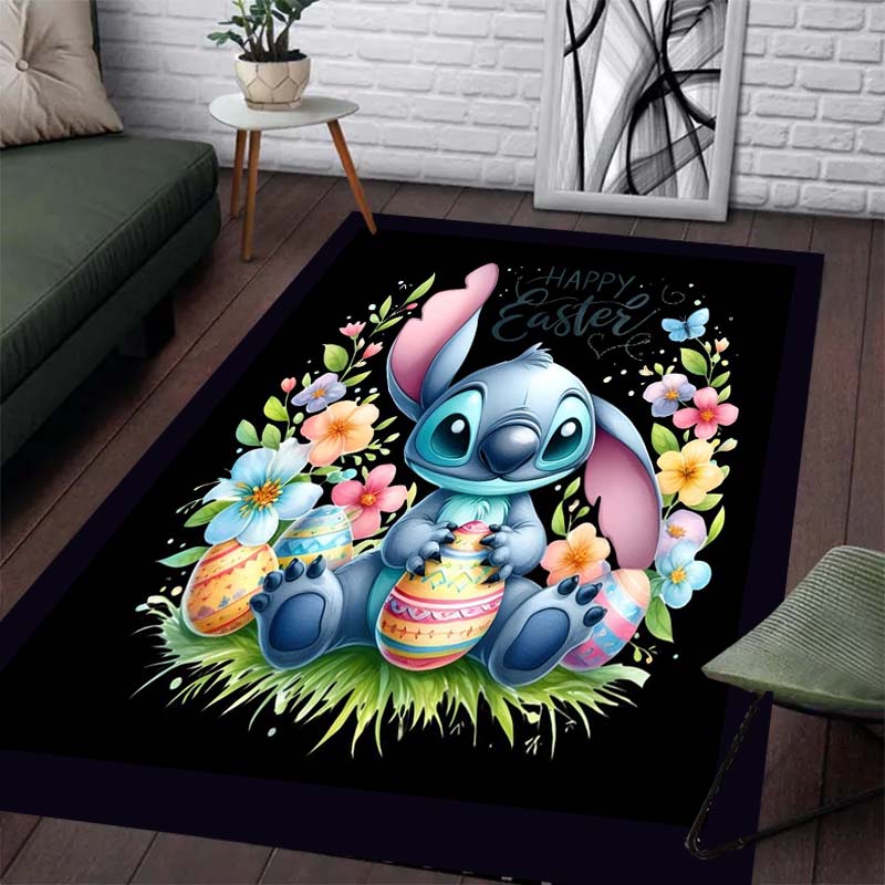 Stitch Is Holding Carpet with Floral Patterns - Non-slip Kitchen and Outdoor Carpet Home and Bedroom Decorations Birthday Gifts