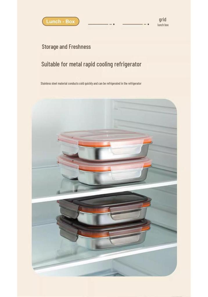 304 Stainless Steel Compartment Lunch Box | Sealed for Portion Control | Office & Microwave Safe